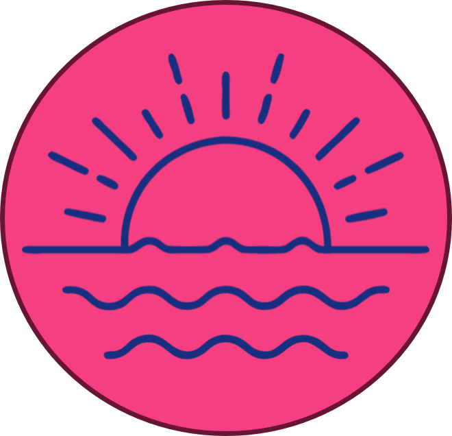 Society for Hopeful Technologists logo showing a blue sunrise icon on a pink background